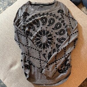 Desigual Black and Gray Paisley Women's Sweater